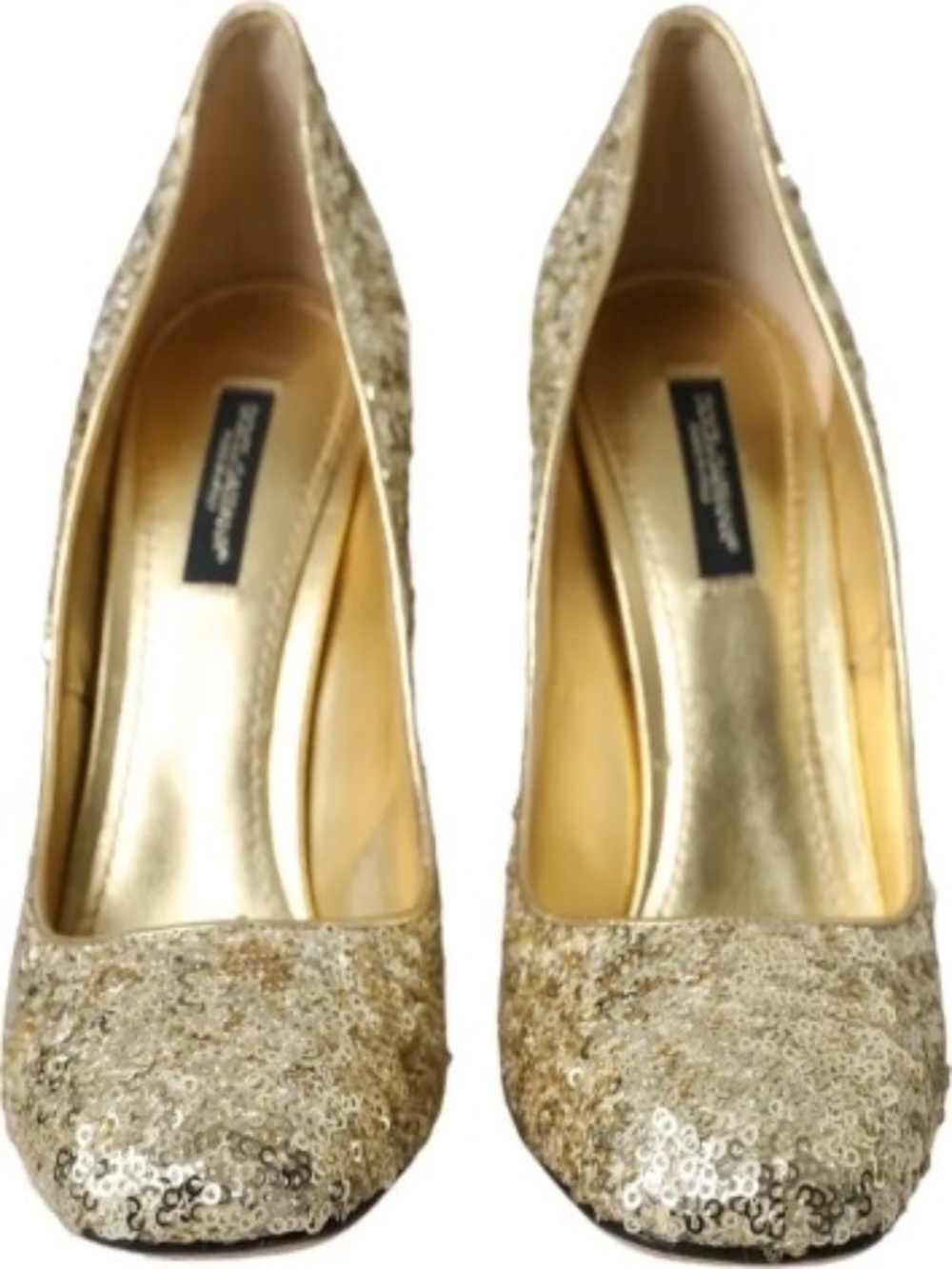 NIB! AuthenticDolce & Gabbana Gold Sequin Crystal Heels Pumps Shoes Size 40